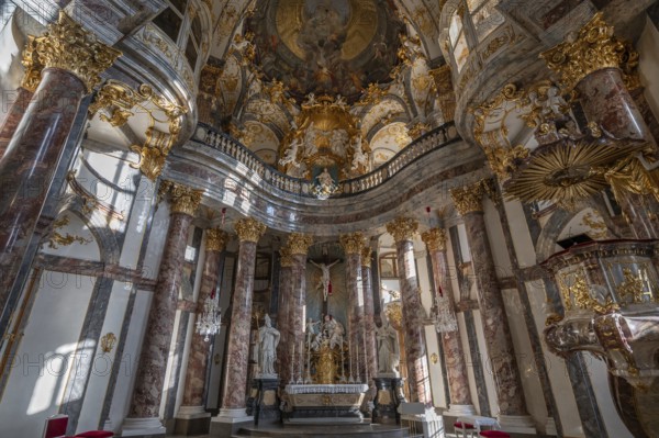 Interior of the Court Chapel of the Würzburg Residence, consecrated in 1743, Würzburg, Lower