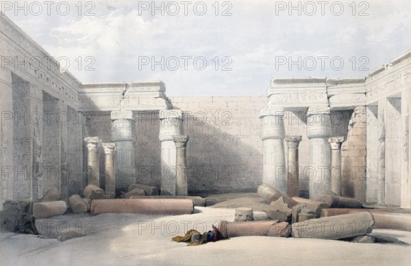 Medinet Abou, Medinet Habu, Thebes, Egypt, c. 1850, Historical, digitally restored reproduction
