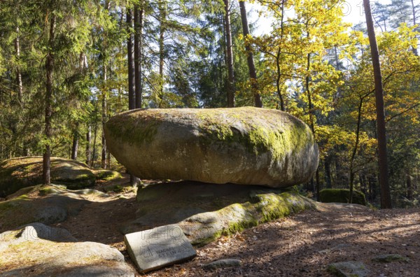 Granite rock Wackelstein, natural monument, Blockheide nature park Park near Gmünd, Waldviertel,