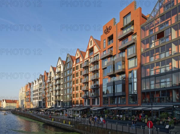 The harbour district on the Motlawa, Motlawa, in the city centre of Gdansk. Gdansk, Pomerania,