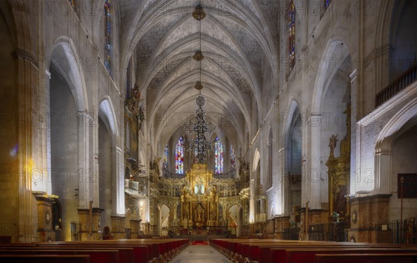 Interior, Nave, Choir, Altar, Basilica of the Monastery of Sant Francesc, San Francisco, Palma de