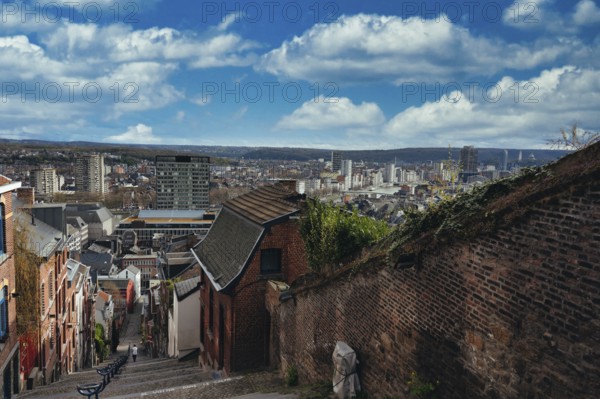 Montagne de Bueren, staircase with 260 metres length and 67 metres height difference, from old town
