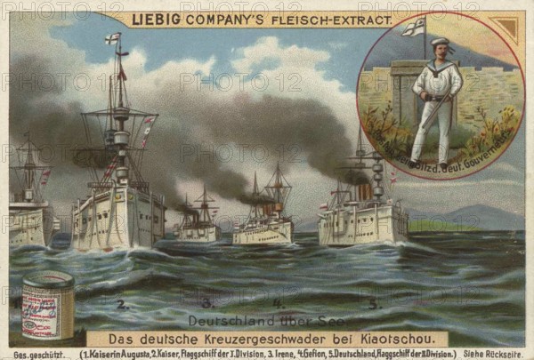 Picture series German overseas colonies, the German cruiser squadron at Kiaochou, China, Liebig