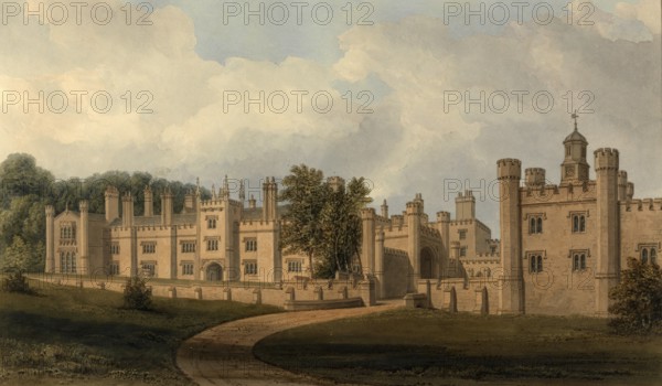 South East View of Blithfield, Staffordshire, the Seat of the Very Honourable Lord Bagot, England,