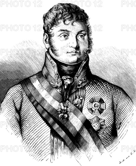 Portrait of Prince Karl zu Schwarzenberg, Austrian field marshal in uniform, medal,
