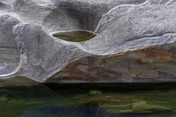 Rocks, rock structures, Verzasca River, near Lavertezzo, Verzasca Valley, Valle Verzasca, Canton