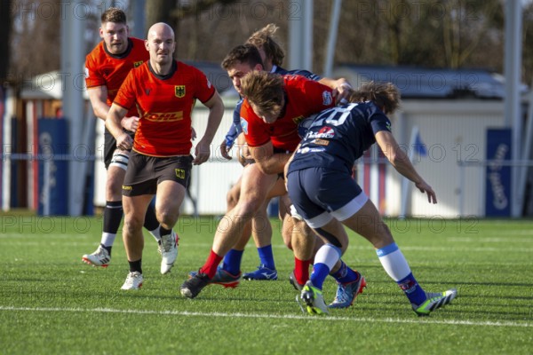 Rugby: Germany against MKS Pogon Awenta Siedlce, Poland in Heidelberg (test match of the German