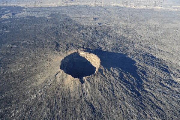 Harrat Khaybar volcanic landscape, aerial view, near Khaybar, Medina Province, Saudi Arabia,