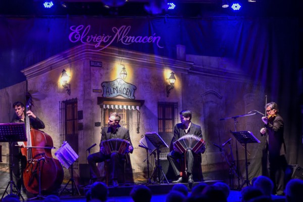 Tango musicians at the tango club El Viejo Almacén, San Telmo, Buenos Aires, Argentina, South