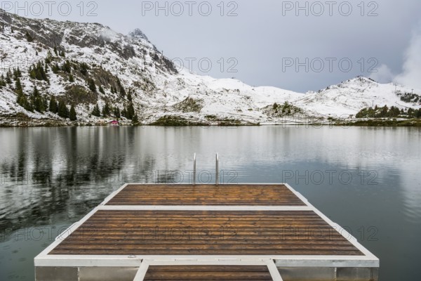 Bettmersee, mountain lake, alpine, bathing, swimming, footbridge, wooden footbridge, tranquillity,