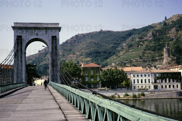 Marc Seguin Pedestrian bridge, Tournon sur Rhône, River Rhone, Tournon, France 1975