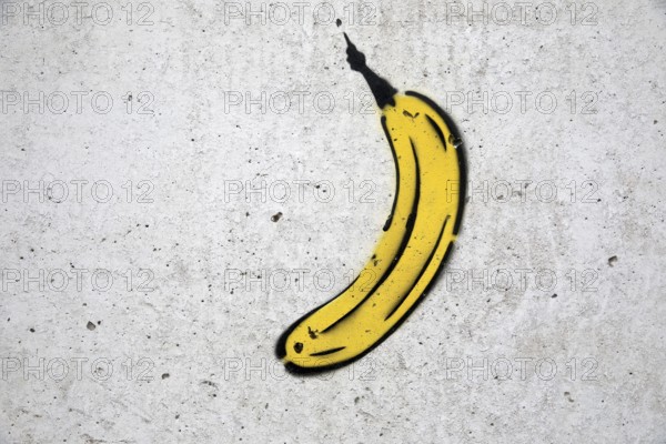 Graffiti banana by Thomas Baumgärtel as a tribute at the art museum Bonn Museumsmeile, Bonn, North