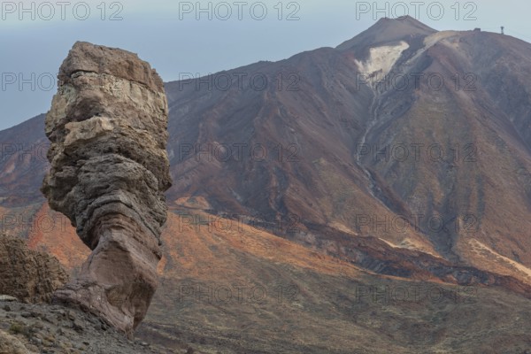 Panorama at sunrise on the Roque Chinchado, also known as the Stone Tree or Finger of God, landmark