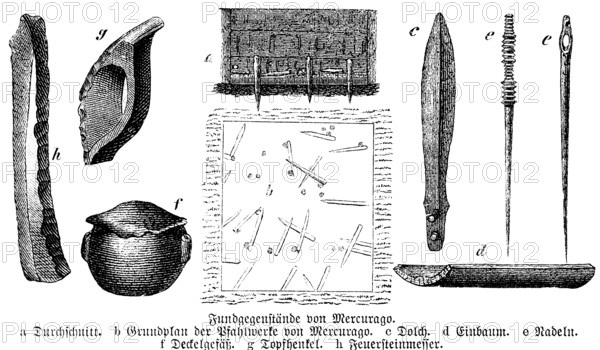 Numerous, well-preserved Etruscan finds in the moor near Mercurago on Lake Maggiore, dugout canoe,