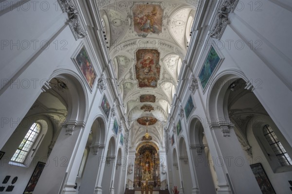 Frescoes on the vaulted ceiling in the centre aisle and chancel, Neumünster, collegiate church,