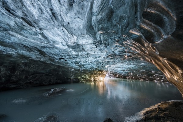 Ice cave in Vatnajökull glacier, glacier cave, Vatnajökull National Park, South Iceland, Iceland,