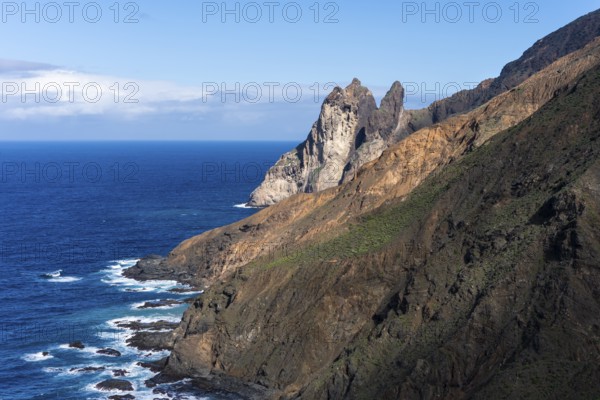 The north-west coast of La Gomera. Mountains, cliffs and steep coast. Guillama, La Gomera, Canary