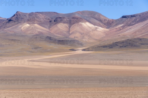 Colourful sedimentary layers of volcanic origin, mountain range, lagoon route, Colcha K,