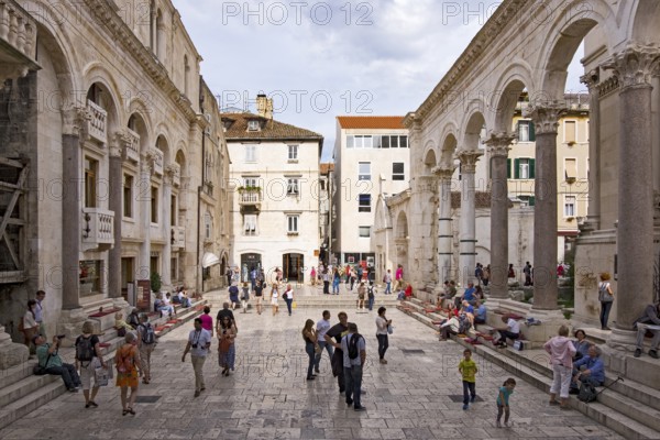 Old Town, Diocletian's Palace, square between peristyle and cathedral, Split, Central Dalmatia,