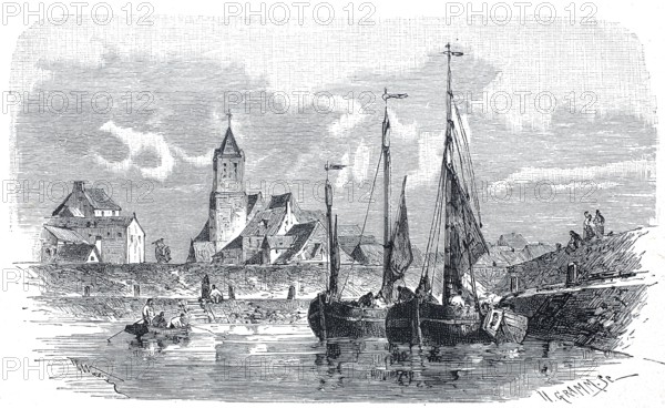 Blankenberge on the North Sea coast, around 1900, Flanders, Belgium, reproduction of an original,