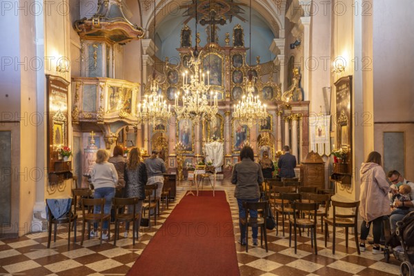 Service in the interior of the Greek Catholic parish church of St Barbara in Vienna, Austria,