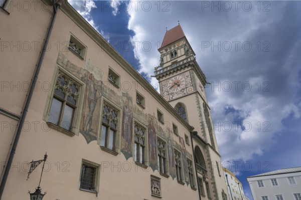 Historic Old Town Hall, the old frescoes were replaced with modern facade frescoes in 1922,