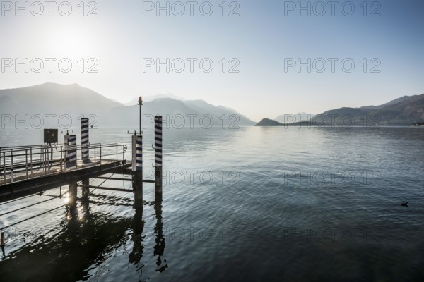 Lake promenade, morning mood, spring, Menaggio, Como province, Lake Como, Lago di Como, Lombardy,