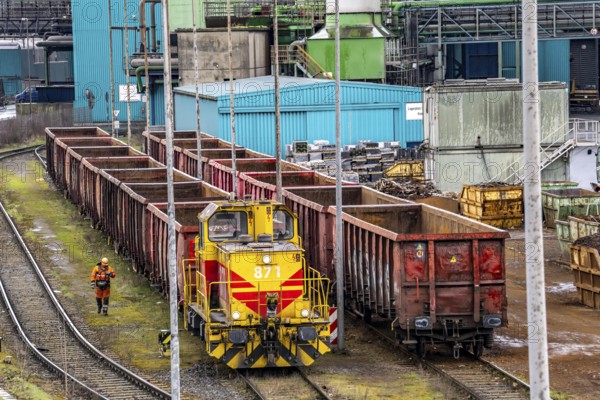 Hüttenwerke Krupp-Mannesmann, HKM in Duisburg, shunting tracks at the blast furnace steelworks,