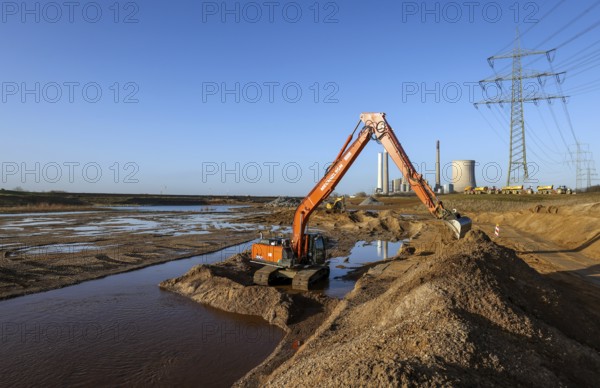 Dinslaken, North Rhine-Westphalia, Germany, New Emscher estuary into the Rhine. Construction site