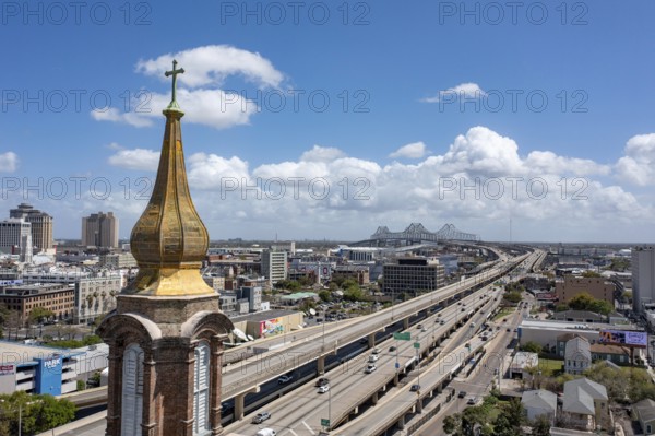 New Orleans, Louisiana - The golden steeple of St. John the Baptist Catholic Church, established in