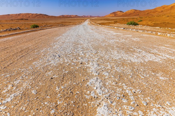 Wide road leads through the Rub al Khali desert, Dhofar province, Arabian Peninsula, Sultanate of