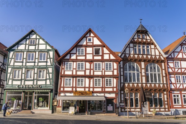Half-timbered houses on the market square in Fritzlar, Schwalm-Eder district, Hesse, Germany,