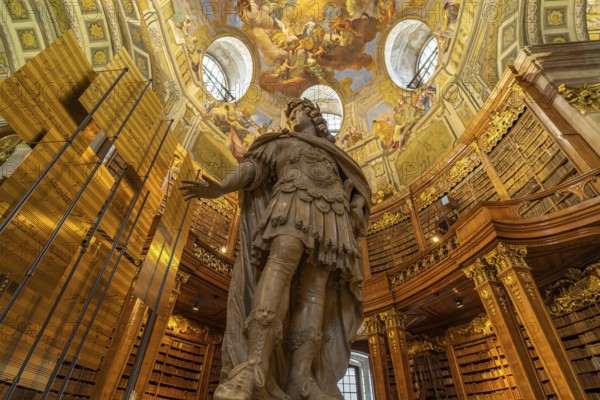 Statue of Emperor Charles VI by Peter and Paul Strudel, State Hall of the Austrian National Library