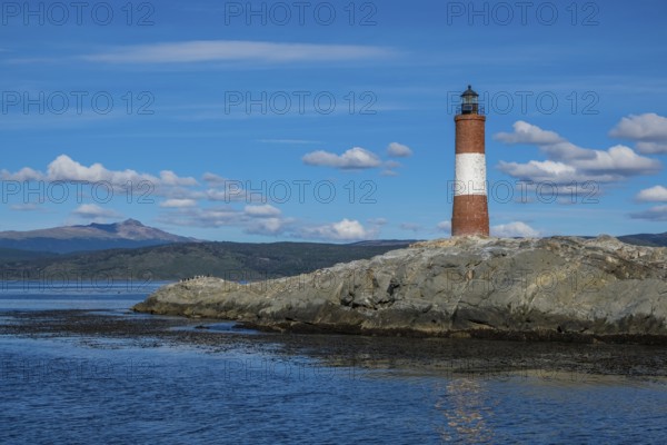 Ushuaia, Tierra del Fuego, Argentina, Les Eclaireurs lighthouse on a rock in the Beagle Channel,