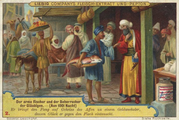 Picture series Fairy tale scenes from 1001 nights, the poor fisherman and the ruler of the