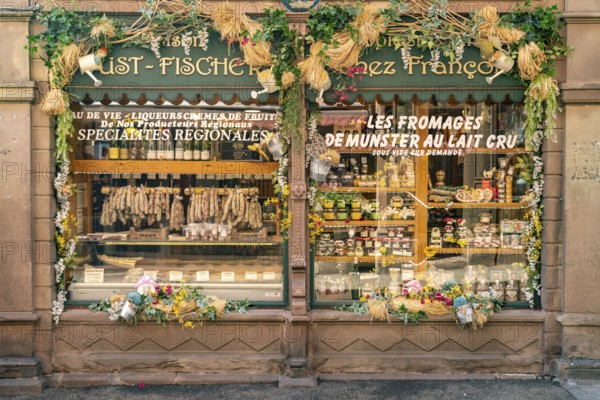 Regional food shop in Ribeauville, Alsace, France, Europe