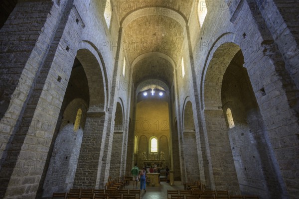 View of the altar in the Abbey of Gellone, also Saint-Guilhem-le-Désert Monastery, Département
