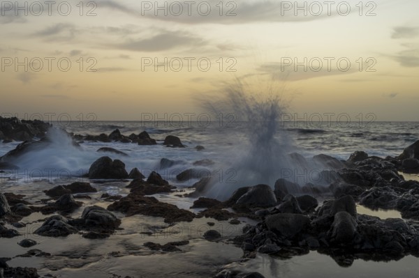 Playa del Ingles beach, La Playa district in Valle Gran Rey, La Gomera, Canary Islands, Spain,