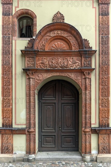 Entrance door in the Italian Renaissance style from 1555, in the inner courtyard of the former