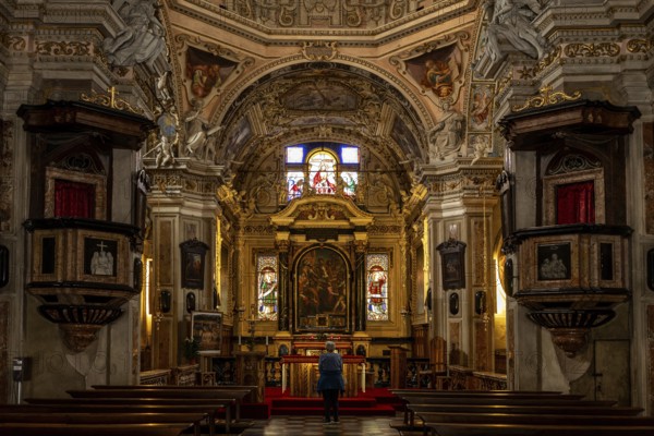Church Santuario della SS Pietà, interior view, nave, Cannobio, Lake Maggiore, Province of