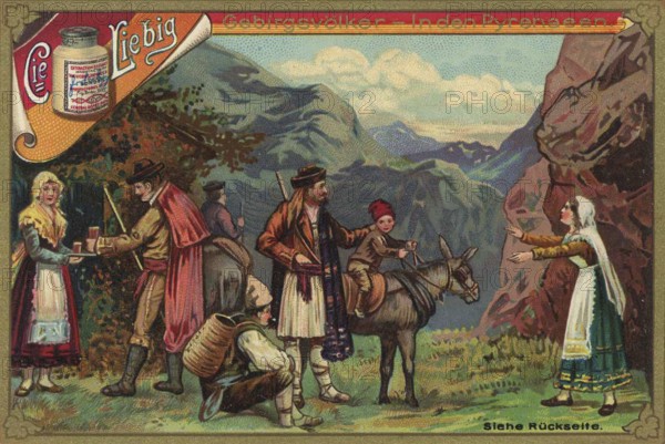 Picture series Mountain peoples, in the Pyrenees, France and Spain, Liebig picture, digitally