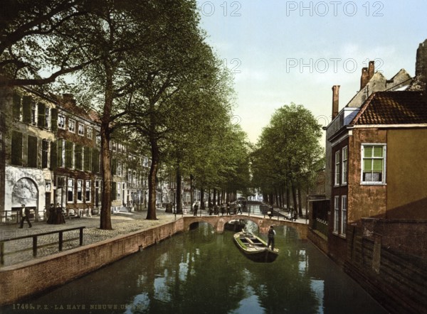 The new canal, Uitleg, The Hague, Holland, ca 1895, Historical, digitally restored reproduction