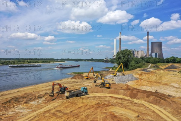 Dinslaken, Voerde, North Rhine-Westphalia, Germany, Emscher estuary into the Rhine. Construction