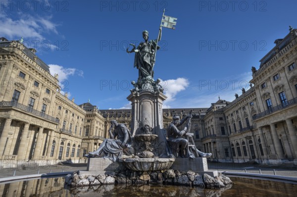 Frankoniabrunnen, neo-baroque, created in 1894, fountain figures and figure of Frankonia with the