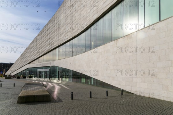 Modern architecture of Museum of Liverpool building, Pier Head, Liverpool, England, UK by 3XN