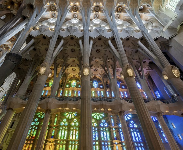 Interior of the Sagrada Família, Church of the Atonement of the Holy Family, architect Antoni