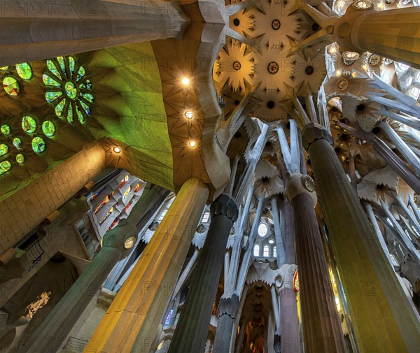 Interior of the Sagrada Família, Church of the Atonement of the Holy Family, architect Antoni