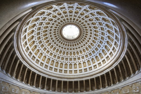 Interior and dome, monument Befreiungshalle Kehlheim, round hall with dome, 45 m high, 29 m