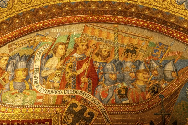 Glass mosaic of the Elisabeth Bower, medieval woman's chamber in the Wartburg in Eisenach,