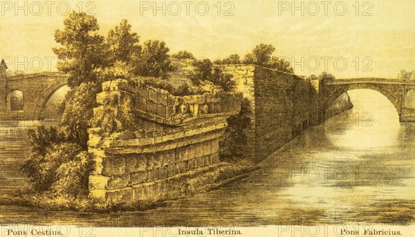 Pons Cestius or Ponte Cestio, Insula Tiberina or Tiber Island, Pons Fabricius, Ponte Fabricio or